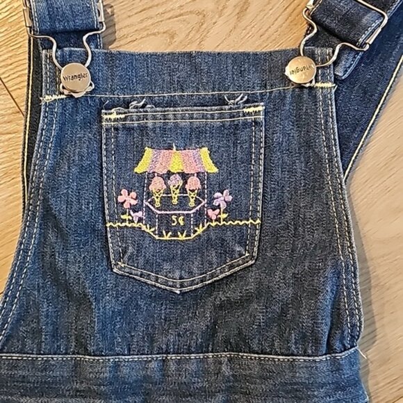 Vintage Wrangler Ice Cream Embroidered Denim Shortalls Overalls - Picture 2 of 9